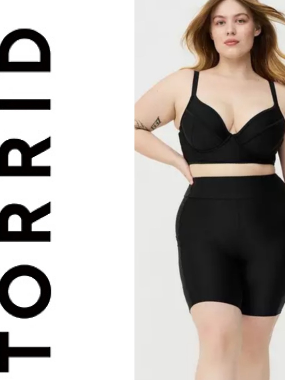 NWT TORRID High-Rise Biker Swim Short with Pockets Black Size 1